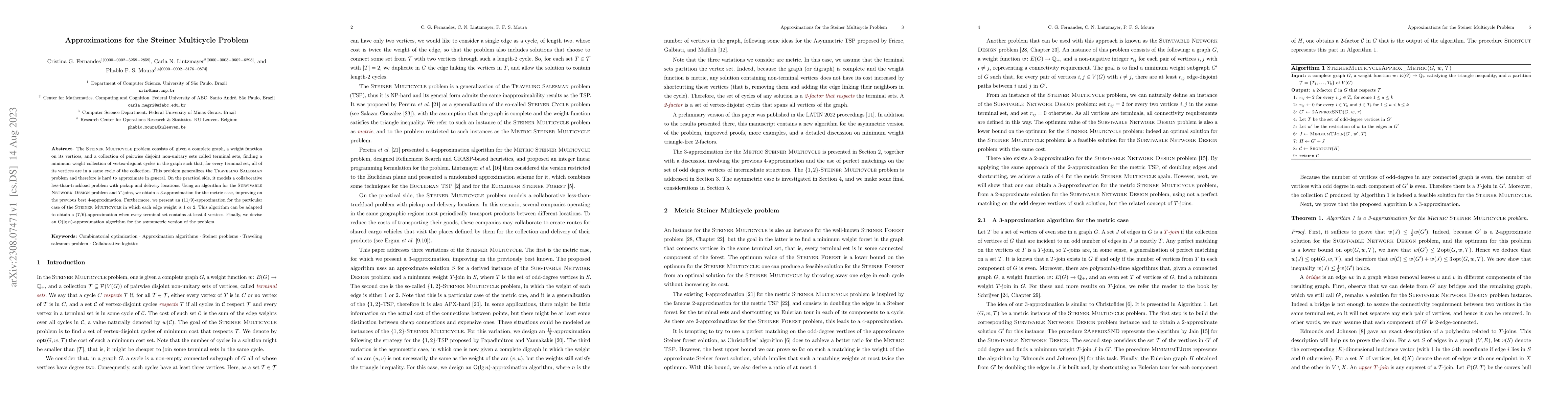 Thumbnail for Approximations for the Steiner Multicycle Problem