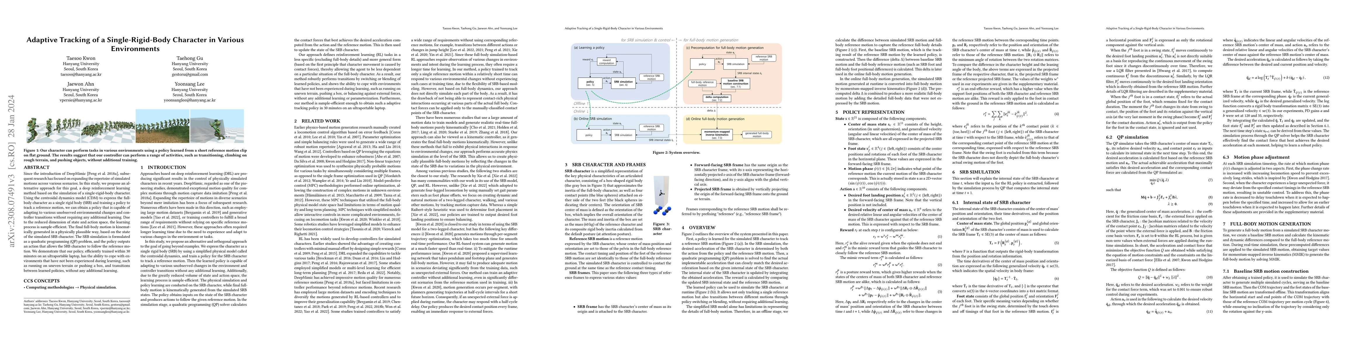 Thumbnail for Adaptive Tracking of a Single-Rigid-Body Character in Various
  Environments