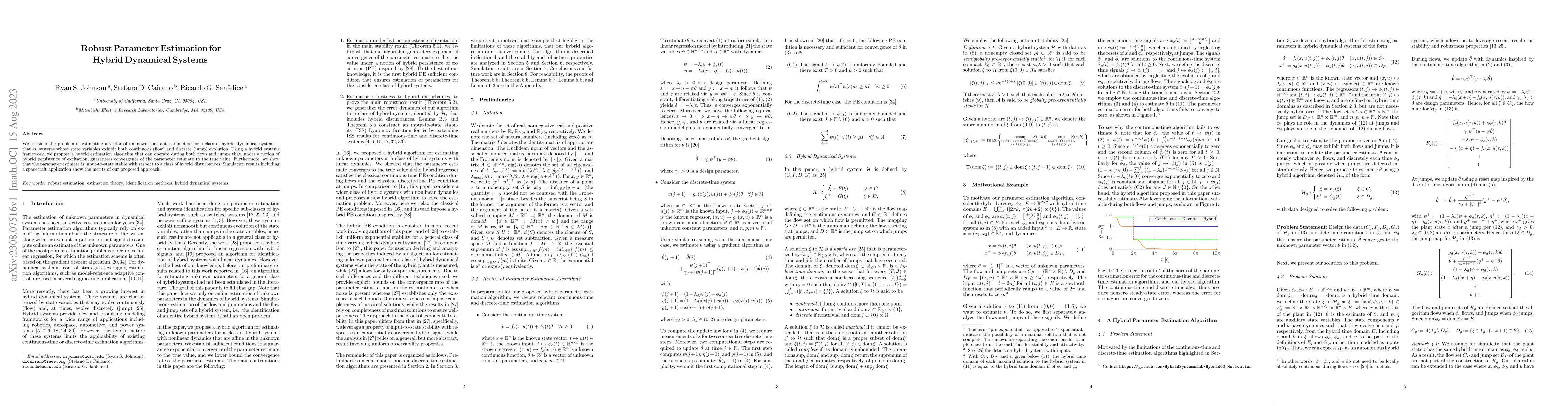 Thumbnail for Robust Parameter Estimation for Hybrid Dynamical Systems