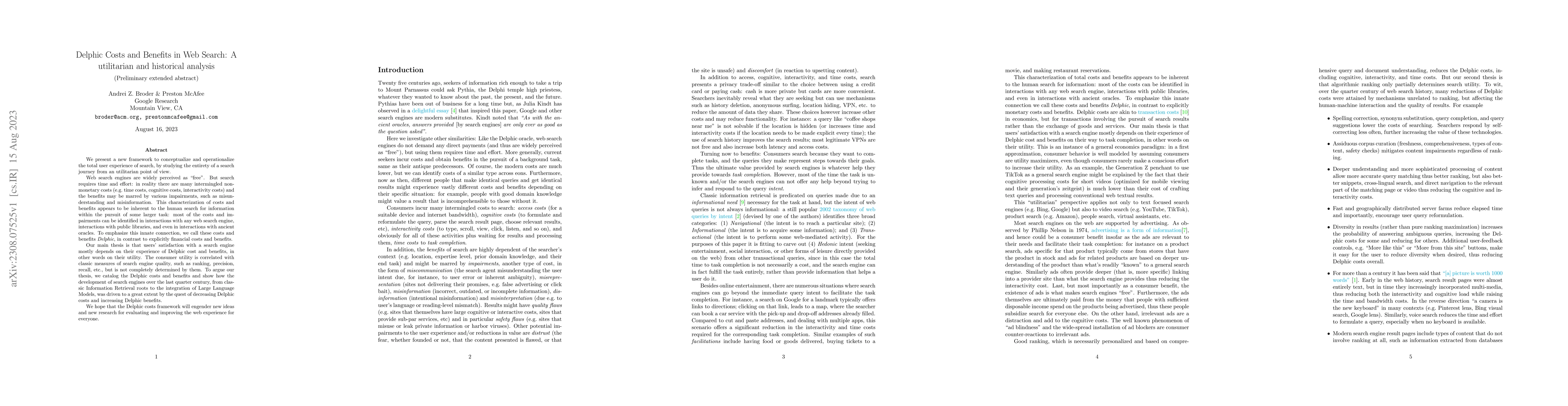 Thumbnail for Delphic Costs and Benefits in Web Search: A utilitarian and historical
  analysis