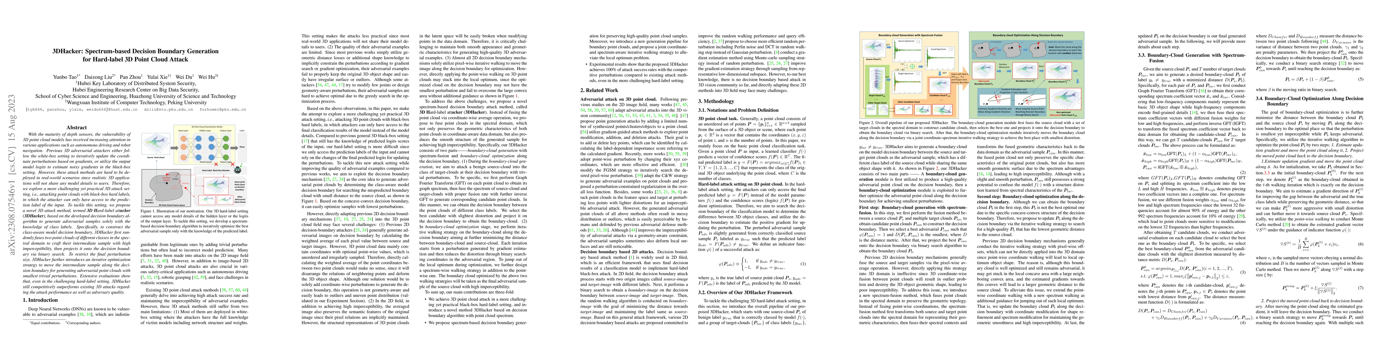 Thumbnail for 3DHacker: Spectrum-based Decision Boundary Generation for Hard-label 3D
  Point Cloud Attack
