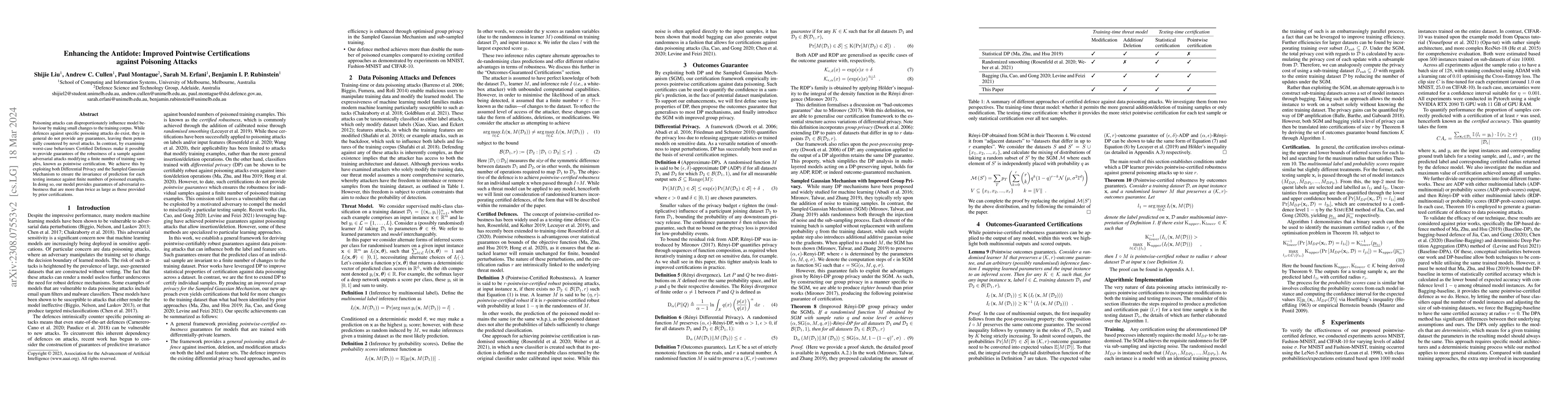 Thumbnail for Enhancing the Antidote: Improved Pointwise Certifications against
  Poisoning Attacks