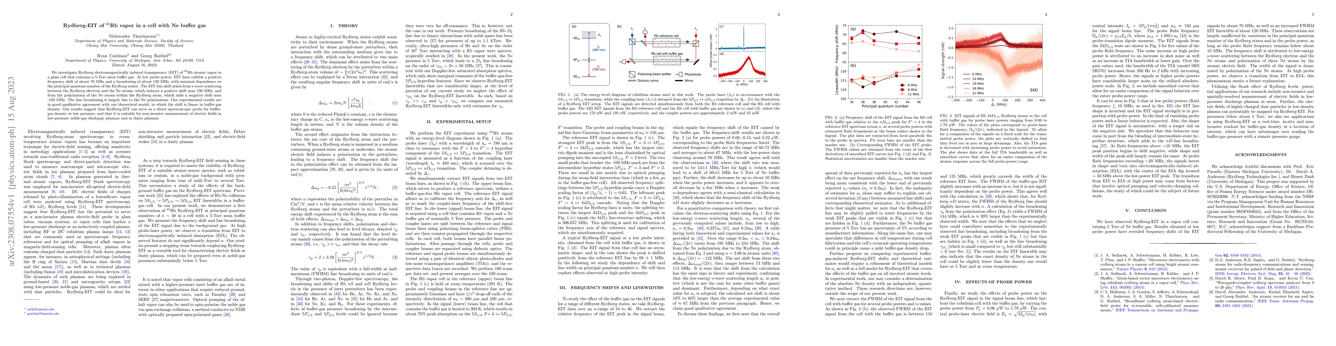 Thumbnail for Rydberg-EIT of $^{85}$Rb vapor in a cell with Ne buffer gas