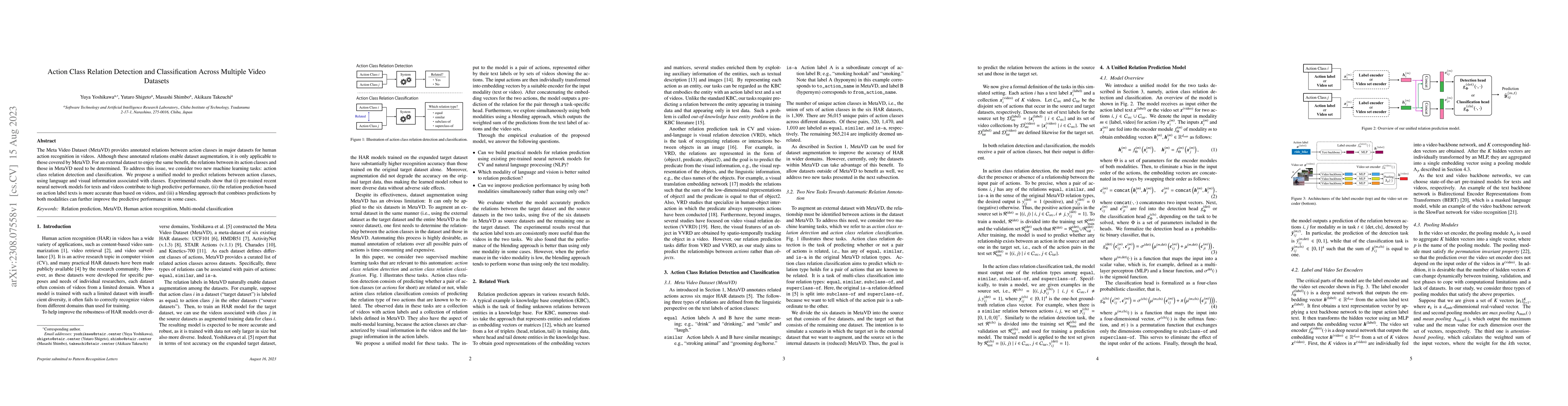 Thumbnail for Action Class Relation Detection and Classification Across Multiple Video
  Datasets