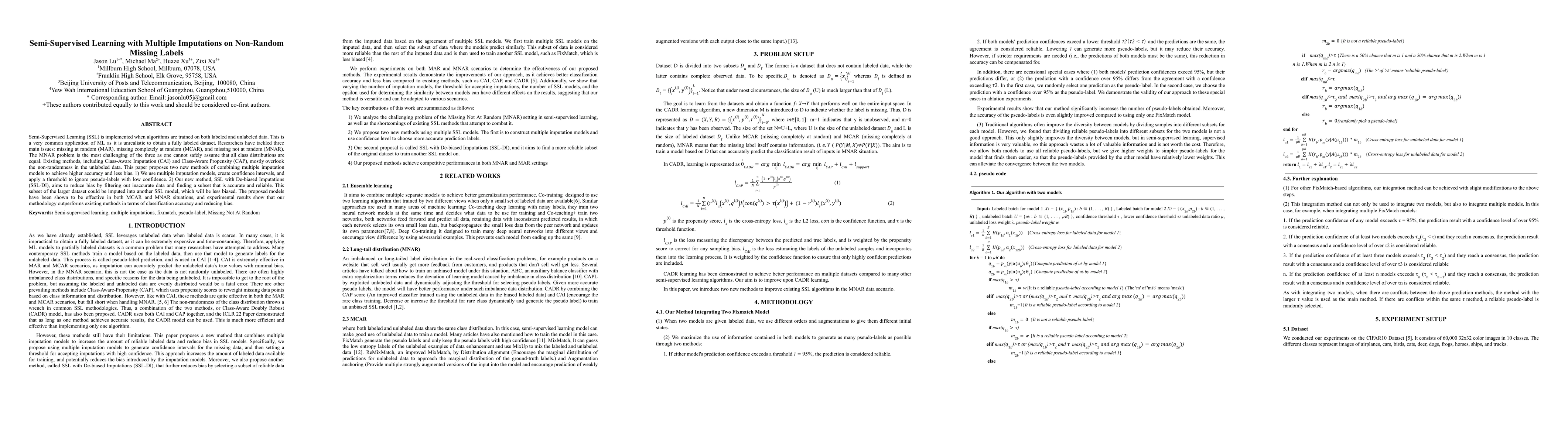 Thumbnail for Semi-Supervised Learning with Multiple Imputations on Non-Random Missing
  Labels