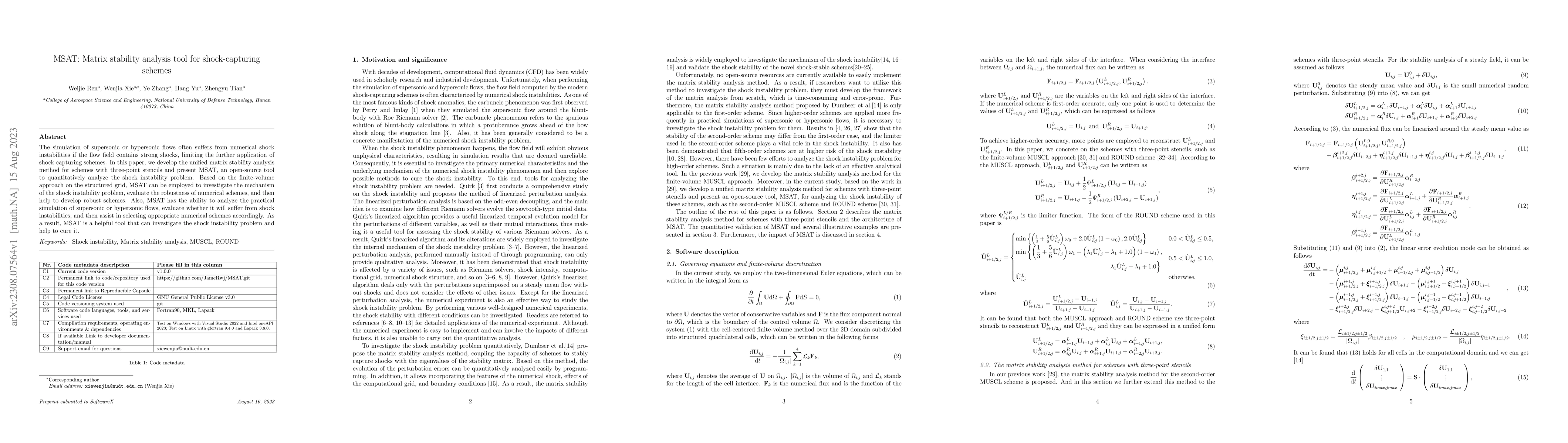 Thumbnail for MSAT: Matrix stability analysis tool for shock-capturing schemes