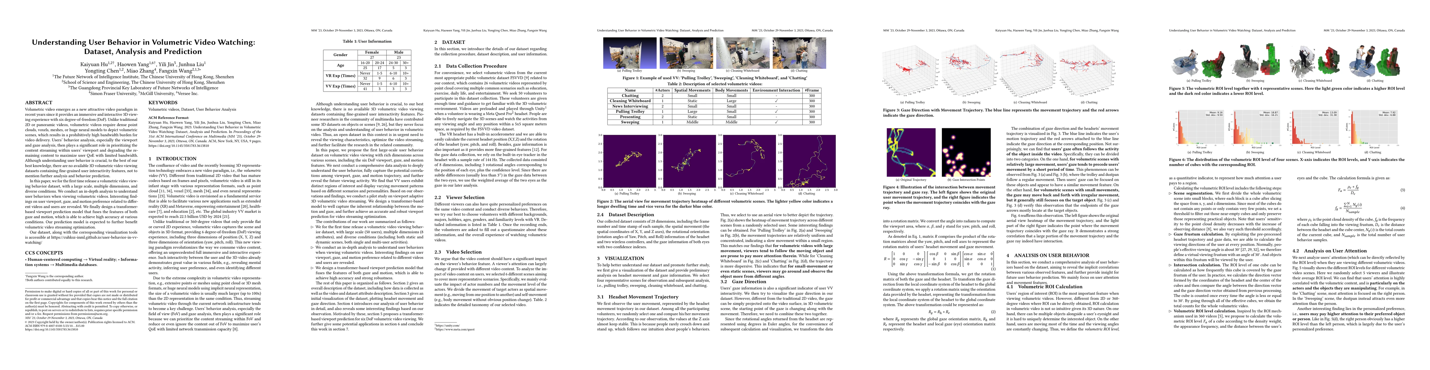 Thumbnail for Understanding User Behavior in Volumetric Video Watching: Dataset,
  Analysis and Prediction