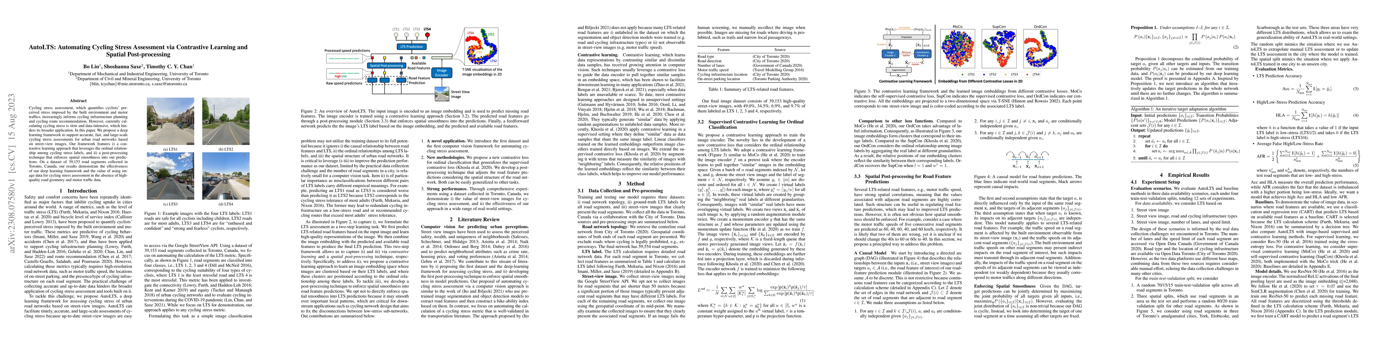 Thumbnail for AutoLTS: Automating Cycling Stress Assessment via Contrastive Learning
  and Spatial Post-processing