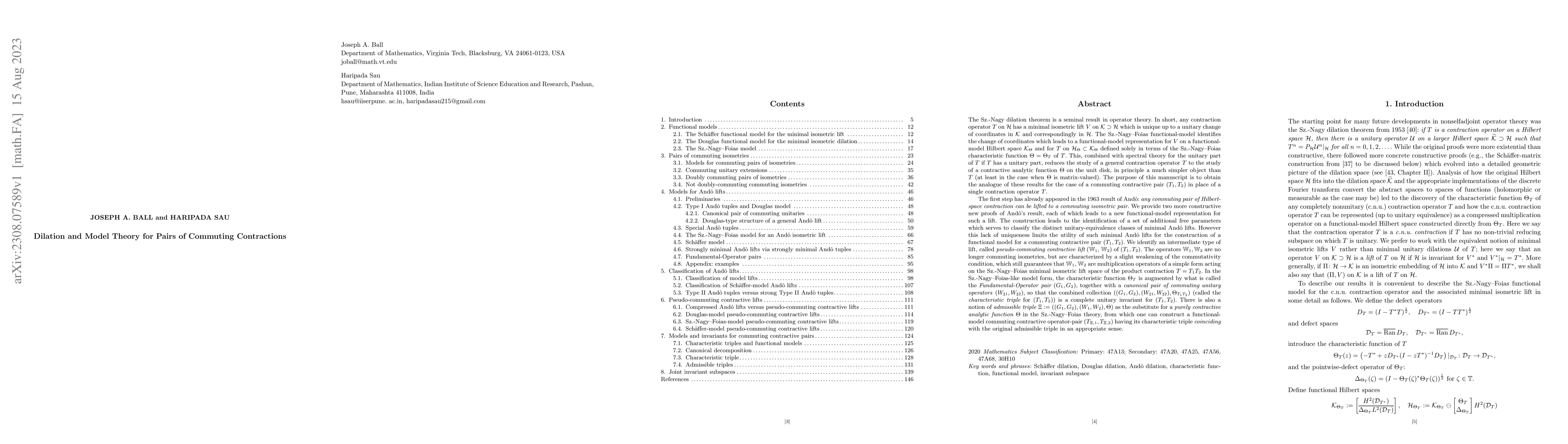 Thumbnail for Dilation and Model Theory for Pairs of Commuting Contractions
