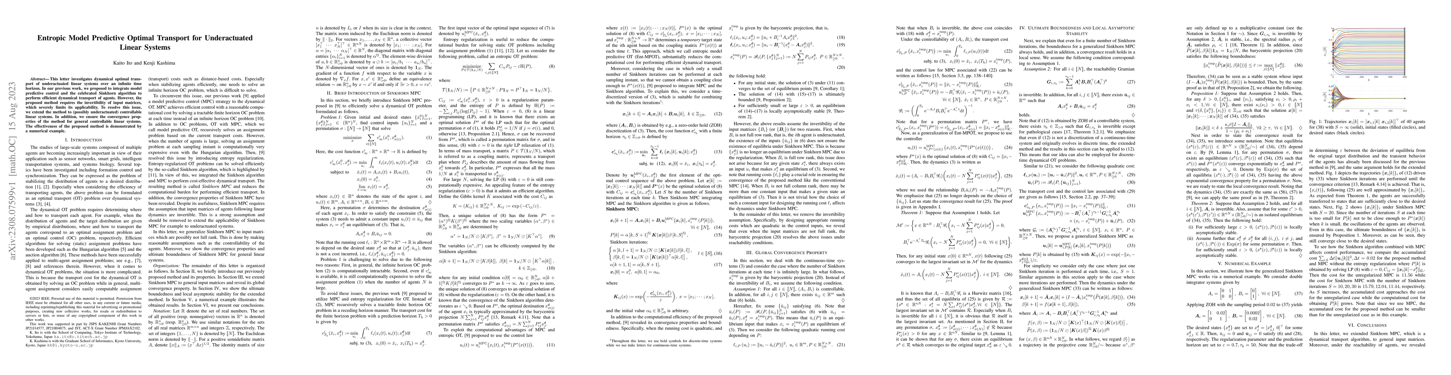 Thumbnail for Entropic Model Predictive Optimal Transport for Underactuated Linear
  Systems
