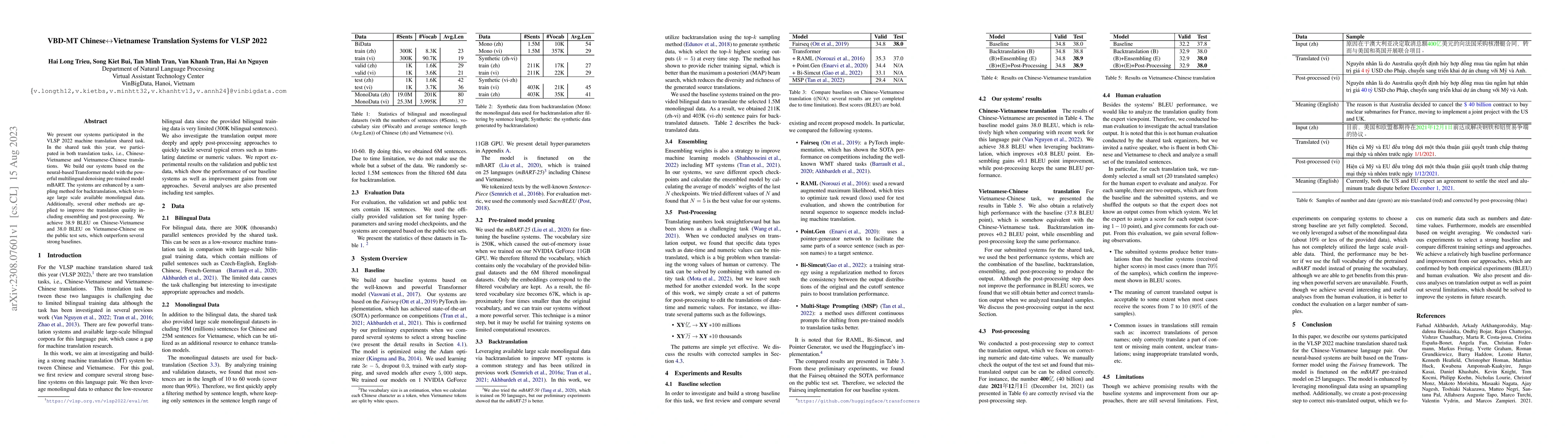 Thumbnail for VBD-MT Chinese-Vietnamese Translation Systems for VLSP 2022