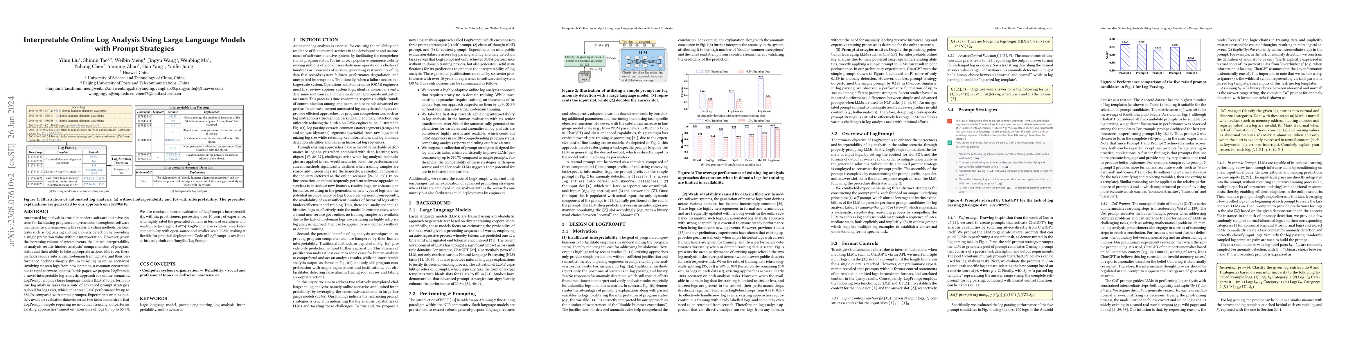 Thumbnail for Interpretable Online Log Analysis Using Large Language Models with
  Prompt Strategies