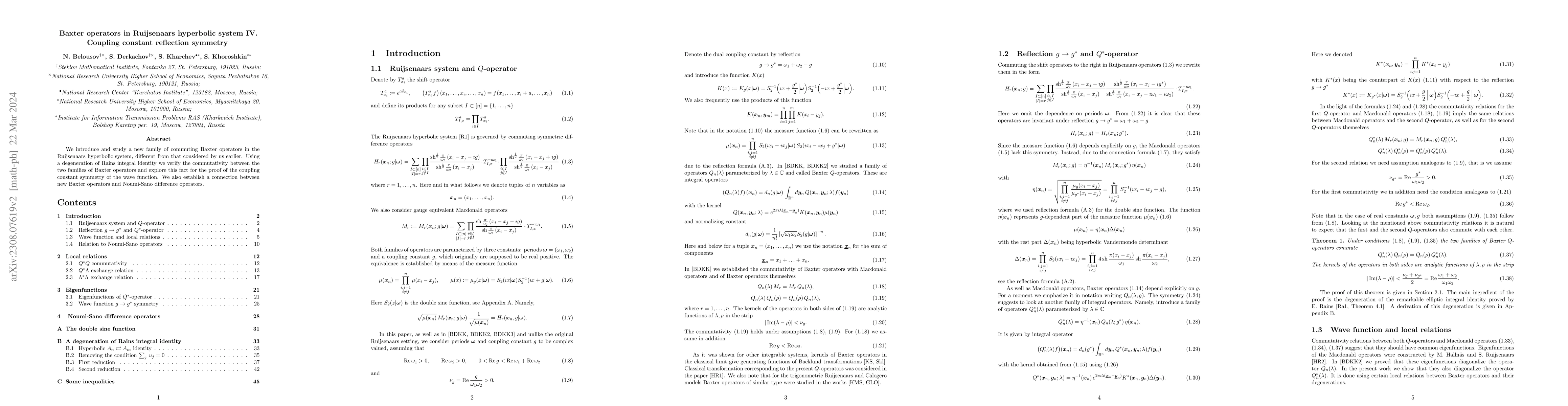 Thumbnail for Baxter operators in Ruijsenaars hyperbolic system IV. Coupling constant
  reflection symmetry