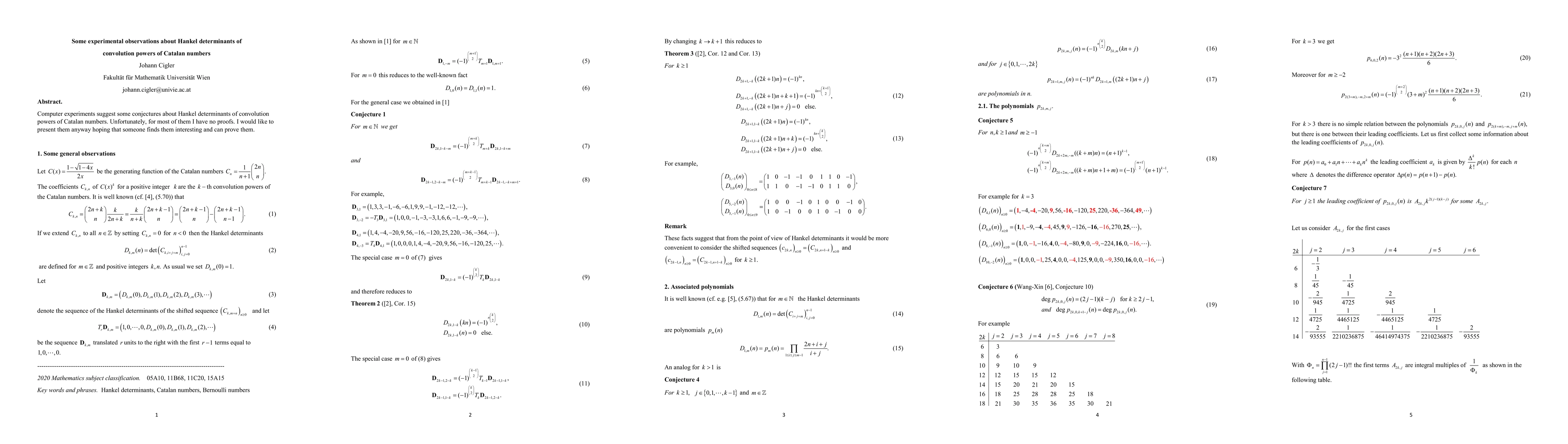 Thumbnail for Some experimental observations about Hankel determinants of convolution
  powers of Catalan numbers