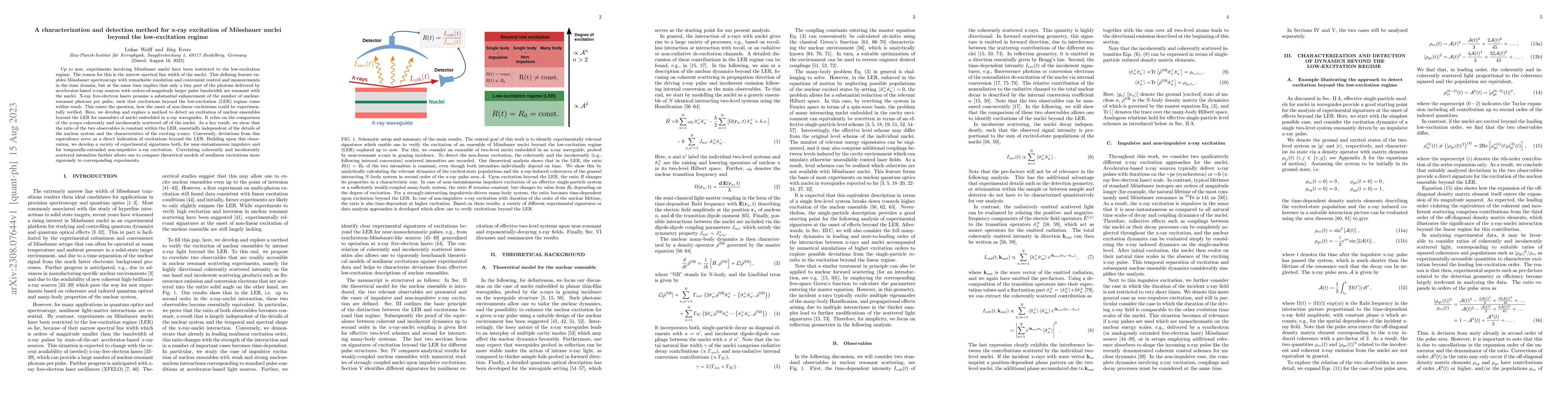 Thumbnail for A characterization and detection method for x-ray excitation of
  M\"ossbauer nuclei beyond the low-excitation regime