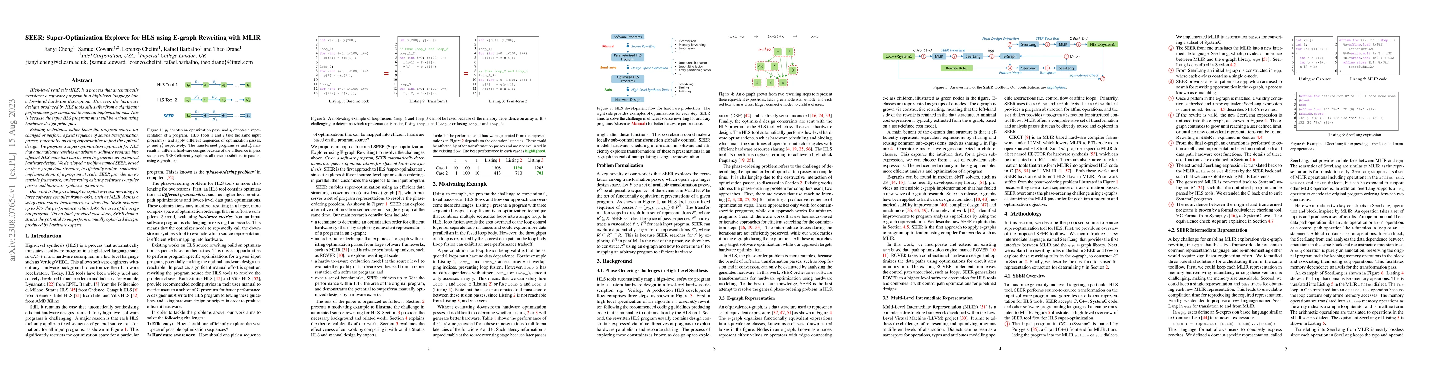 Thumbnail for SEER: Super-Optimization Explorer for HLS using E-graph Rewriting with
  MLIR