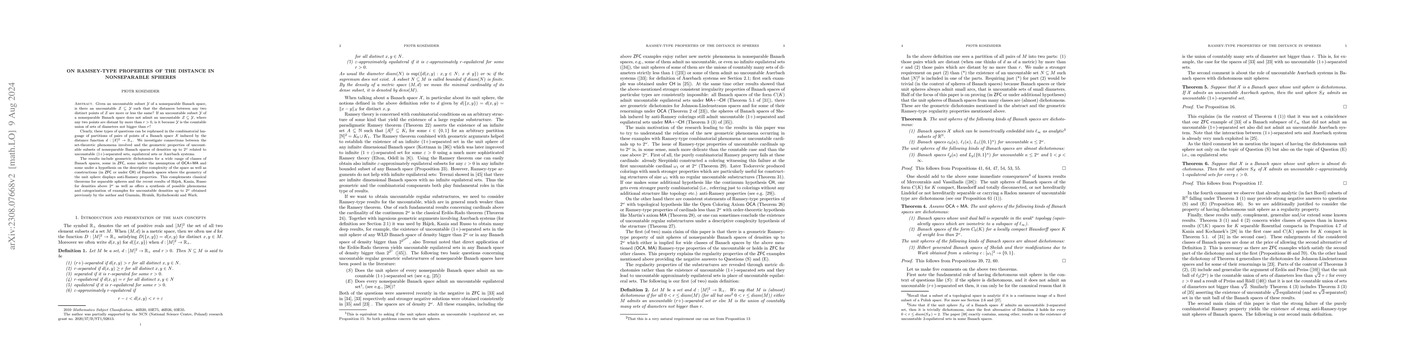 Thumbnail for On Ramsey-type properties of the distance in nonseparable spheres