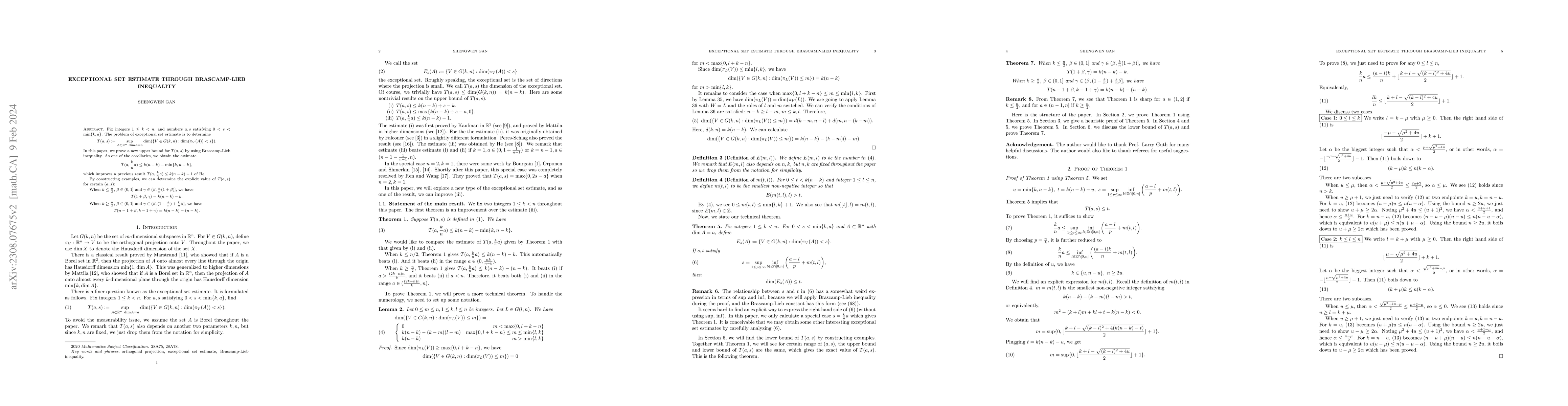 Thumbnail for Exceptional set estimate through Brascamp-Lieb inequality