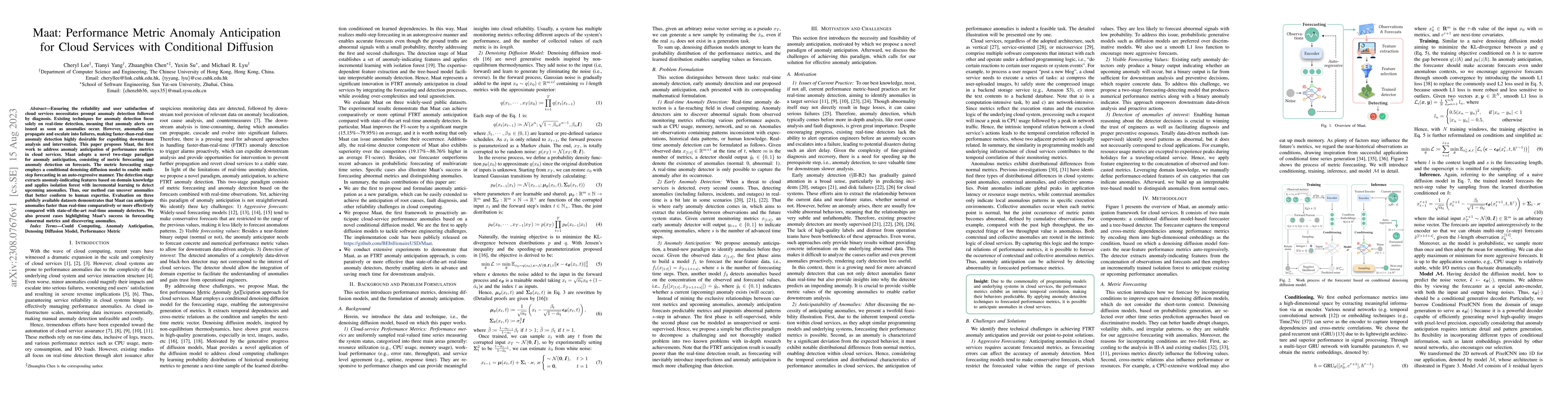Thumbnail for Maat: Performance Metric Anomaly Anticipation for Cloud Services with
  Conditional Diffusion