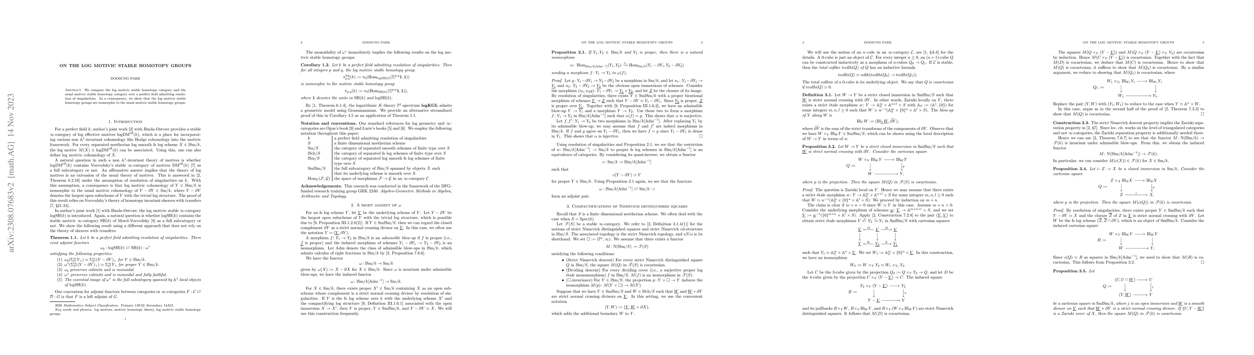 Thumbnail for On the log motivic stable homotopy groups