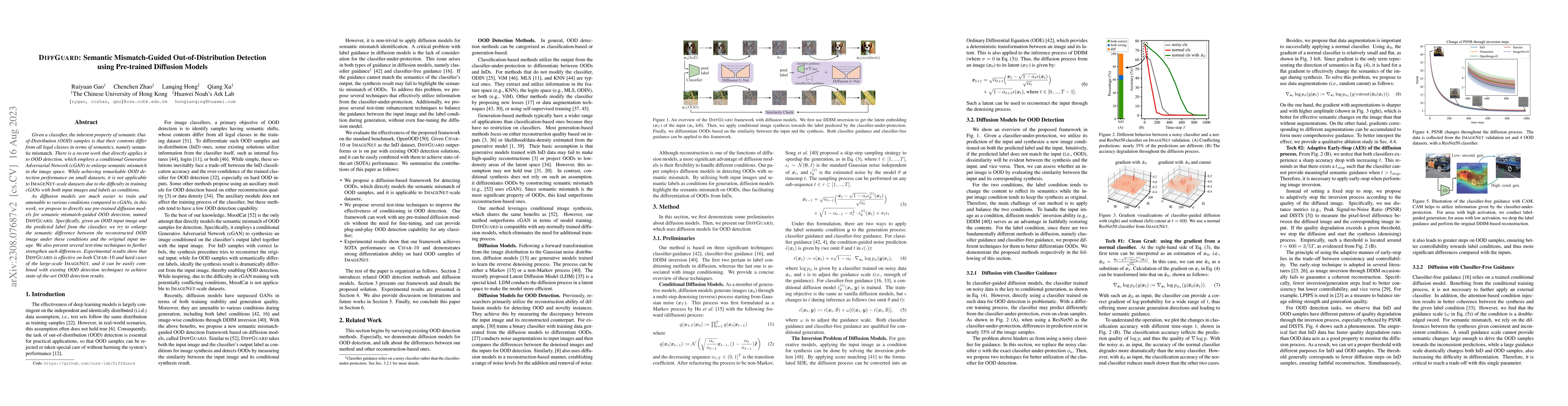 Thumbnail for DiffGuard: Semantic Mismatch-Guided Out-of-Distribution Detection using
  Pre-trained Diffusion Models