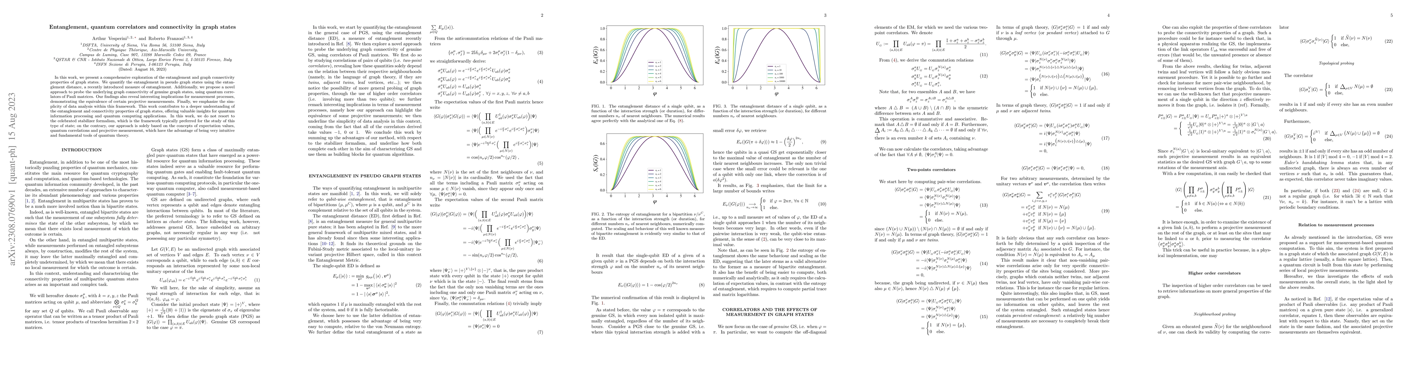 Thumbnail for Entanglement, quantum correlators and connectivity in graph states