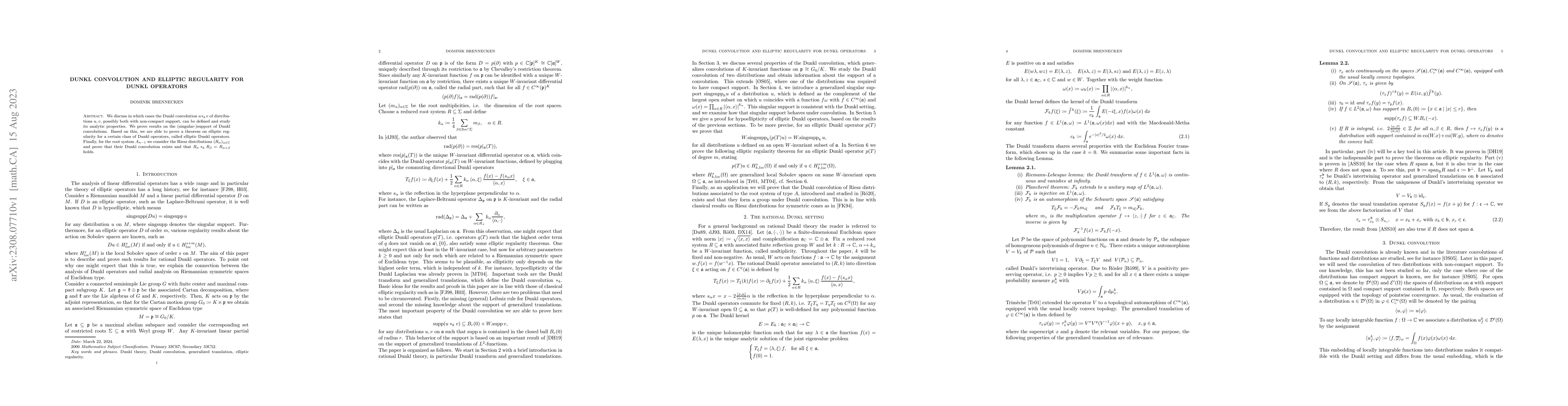 Thumbnail for Dunkl convolution and elliptic regularity for Dunkl operators