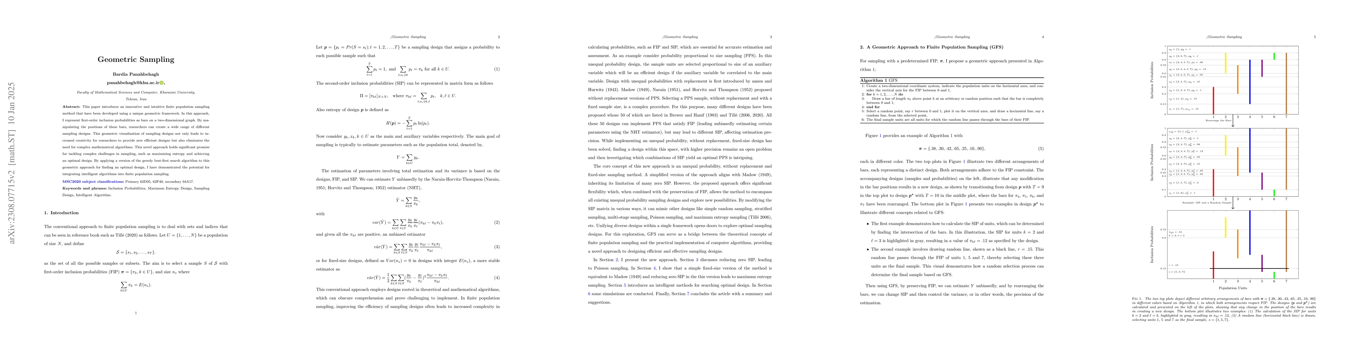 Thumbnail for A Geometric Approach to Finite Population Sampling