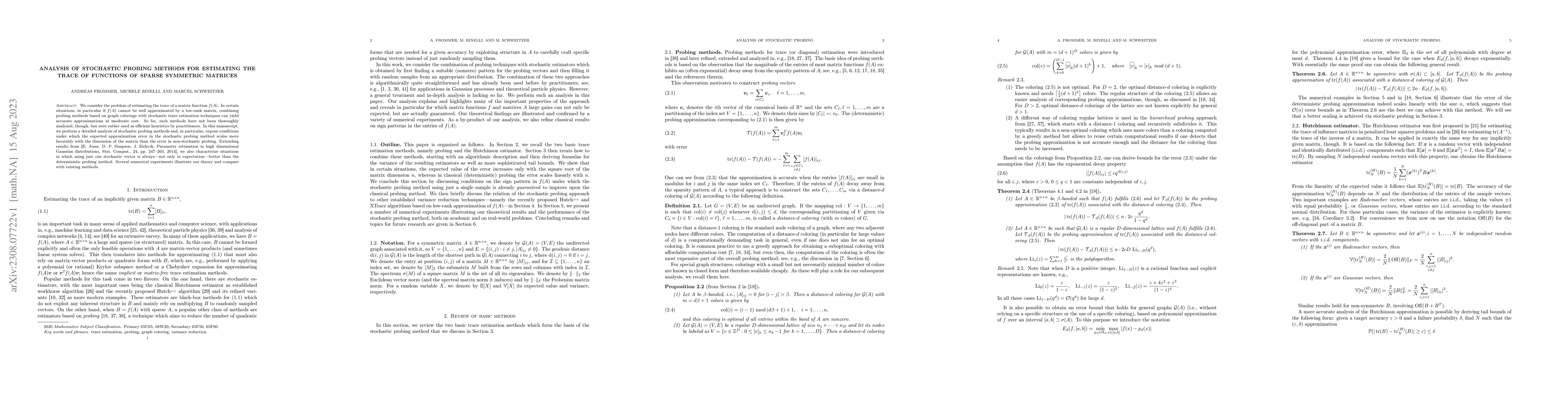 Thumbnail for Analysis of stochastic probing methods for estimating the trace of
  functions of sparse symmetric matrices