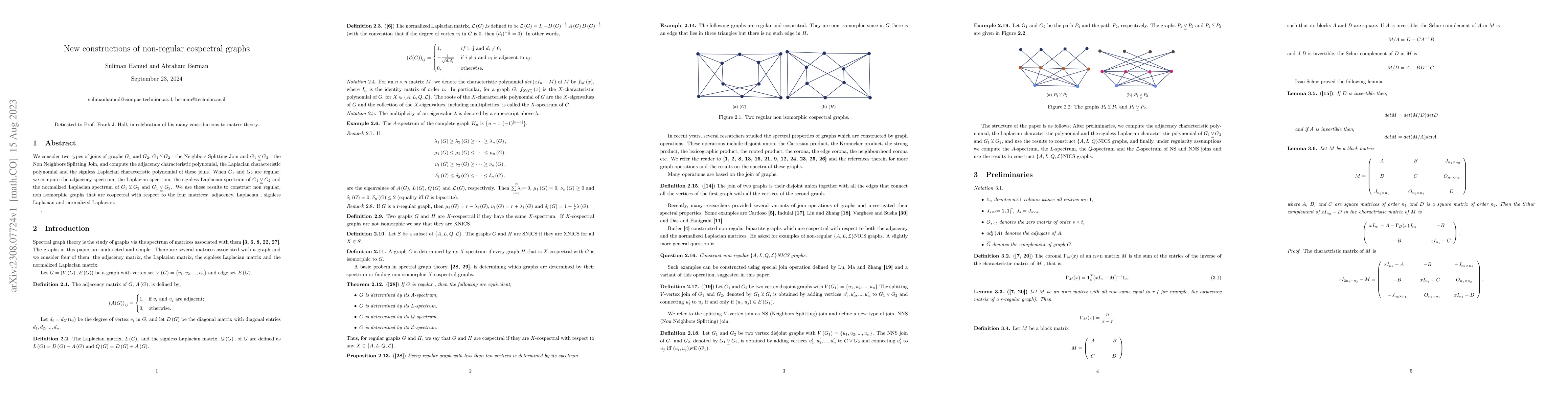 Thumbnail for New constructions of non-regular cospectral graphs