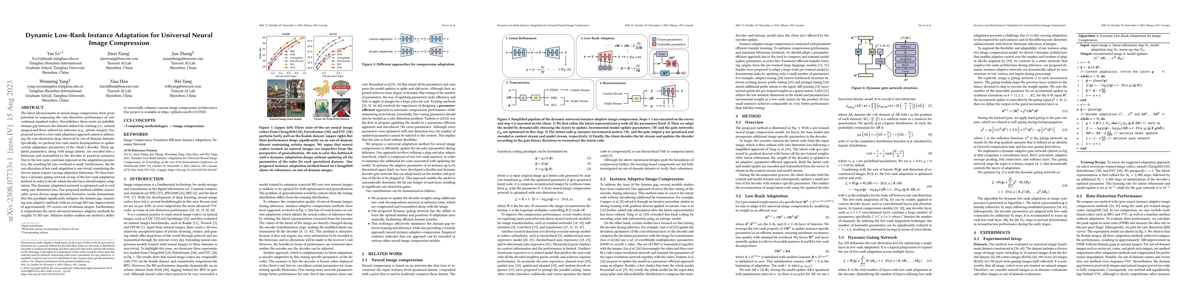 Thumbnail for Dynamic Low-Rank Instance Adaptation for Universal Neural Image
  Compression