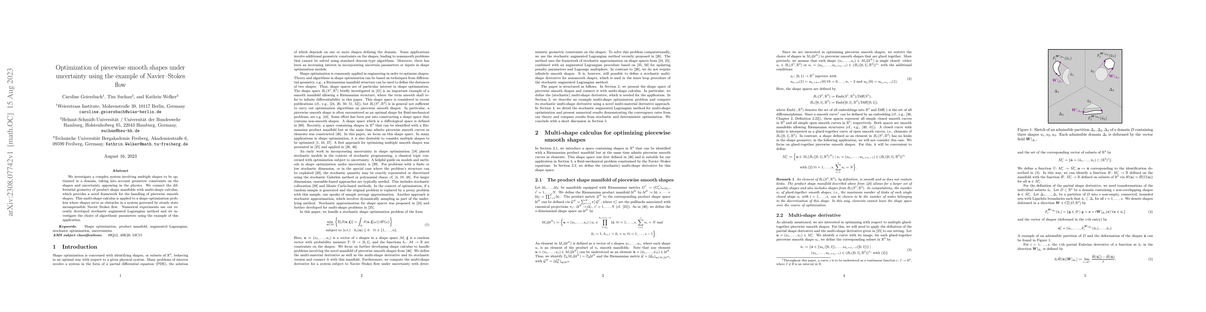 Thumbnail for Optimization of piecewise smooth shapes under uncertainty using the
  example of Navier-Stokes flow