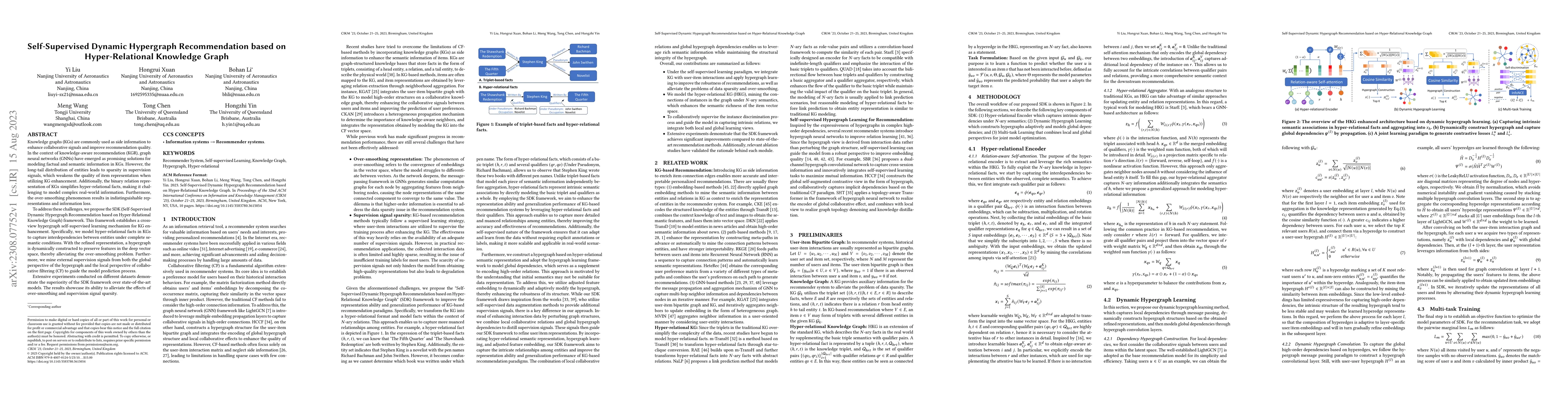 Thumbnail for Self-Supervised Dynamic Hypergraph Recommendation based on
  Hyper-Relational Knowledge Graph
