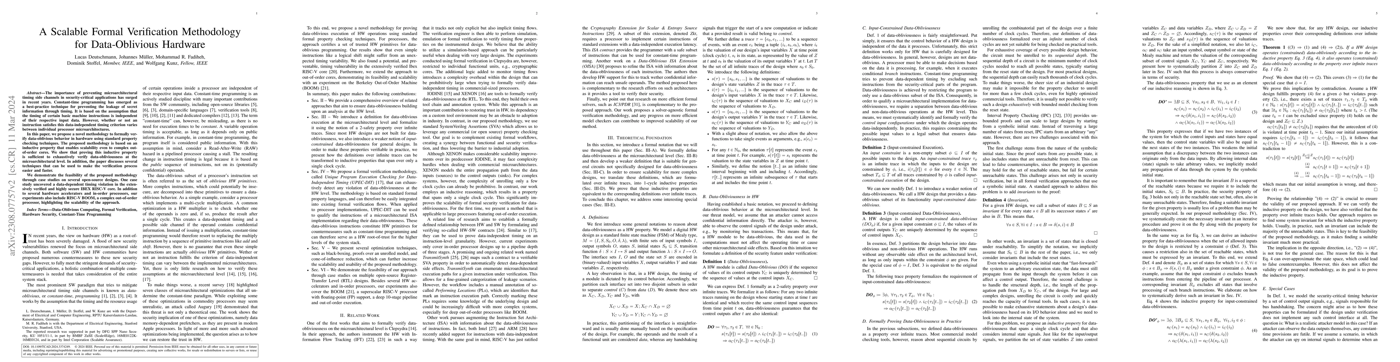 Thumbnail for A Scalable Formal Verification Methodology for Data-Oblivious Hardware