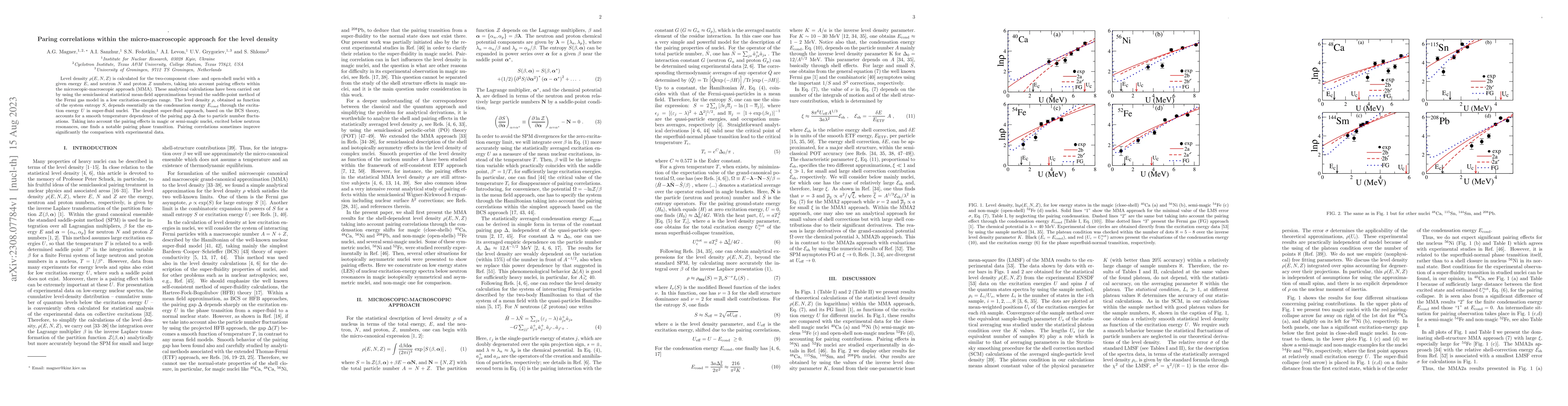 Thumbnail for Paring correlations within the micro-macroscopic approach for the level
  density