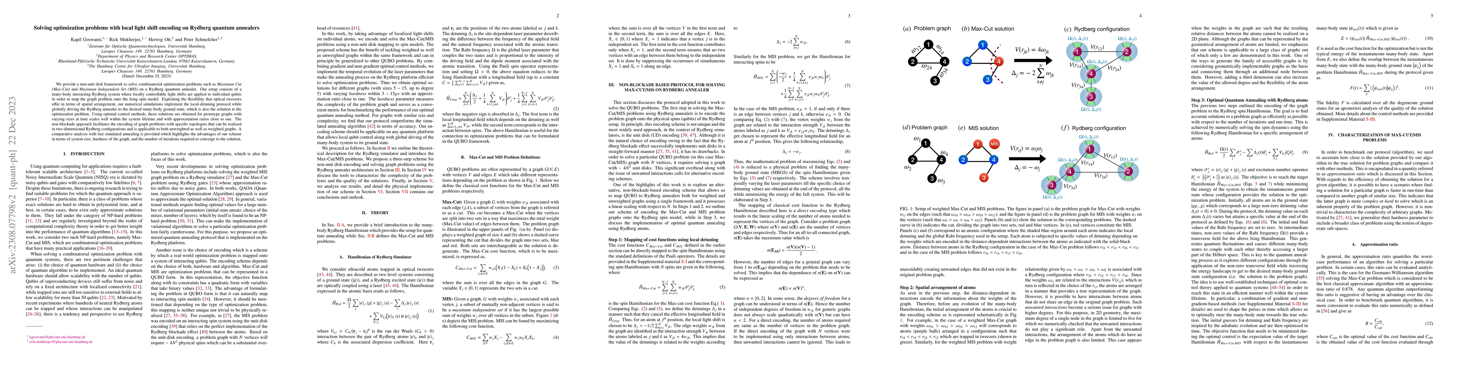 Thumbnail for Solving optimization problems with local light shift encoding on Rydberg
  quantum annealers
