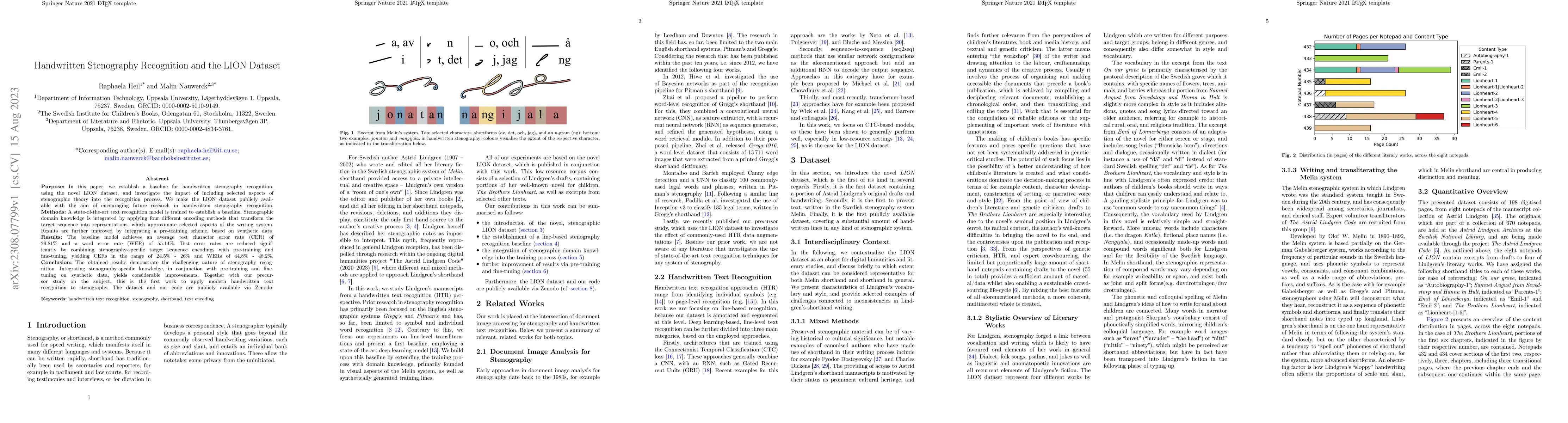 Thumbnail for Handwritten Stenography Recognition and the LION Dataset