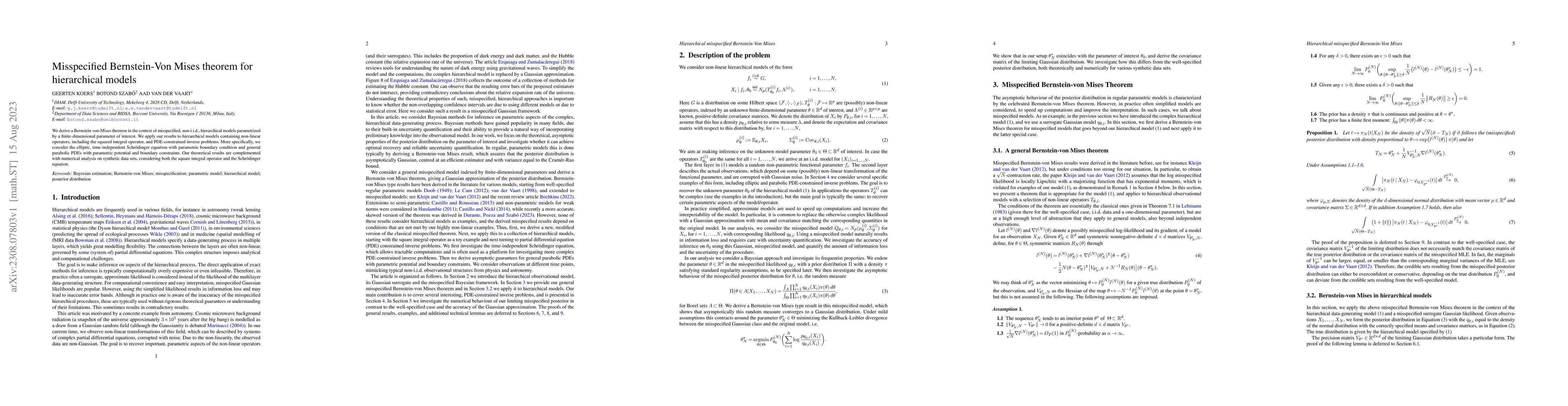 Thumbnail for Misspecified Bernstein-Von Mises theorem for hierarchical models