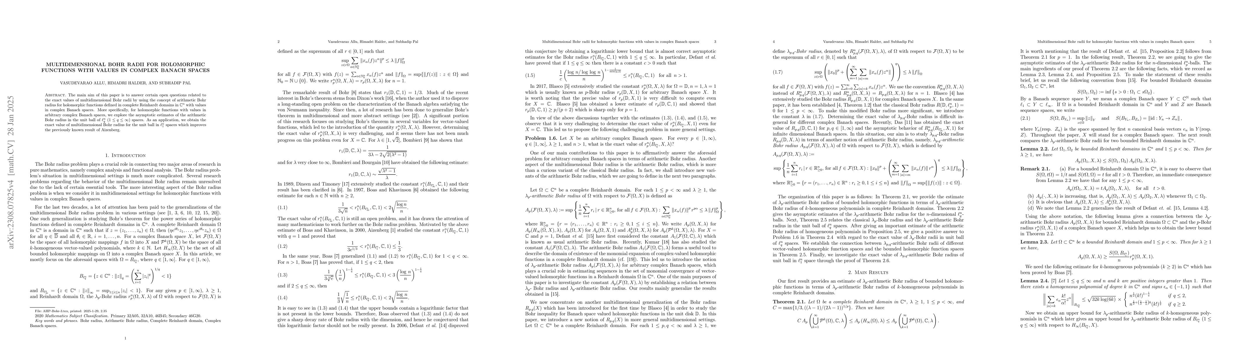 Thumbnail for Multidimensional Bohr radii for vector-valued holomorphic functions