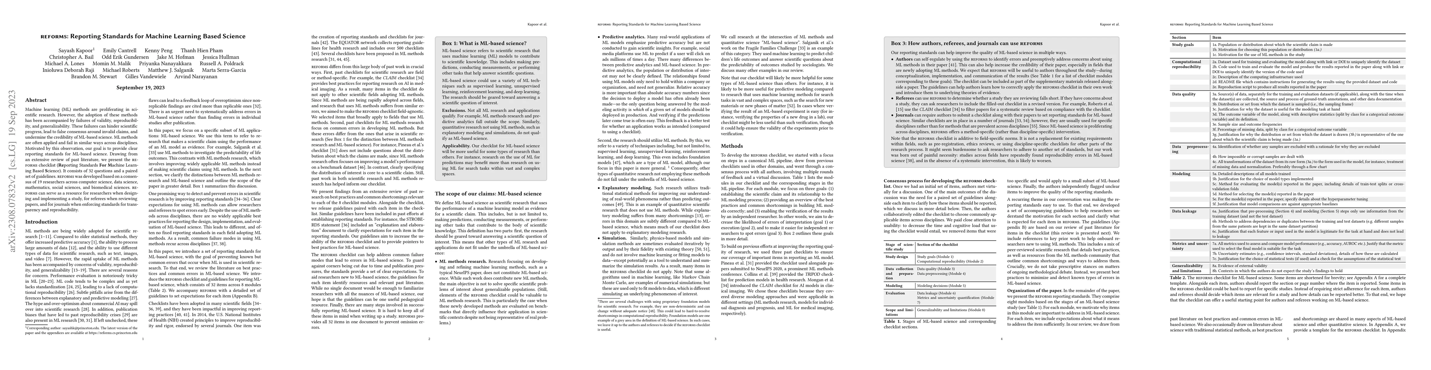 Thumbnail for REFORMS: Reporting Standards for Machine Learning Based Science