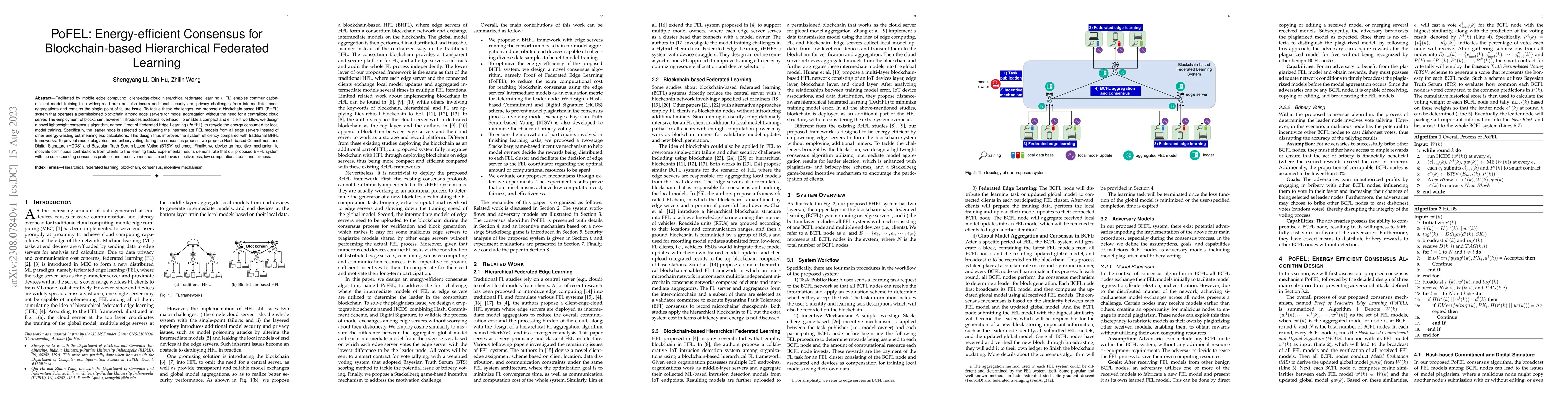 Thumbnail for PoFEL: Energy-efficient Consensus for Blockchain-based Hierarchical
  Federated Learning