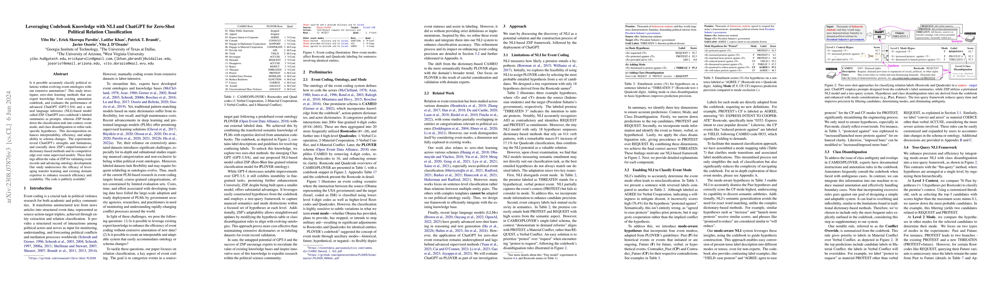 Thumbnail for Leveraging Codebook Knowledge with NLI and ChatGPT for Zero-Shot
  Political Relation Classification