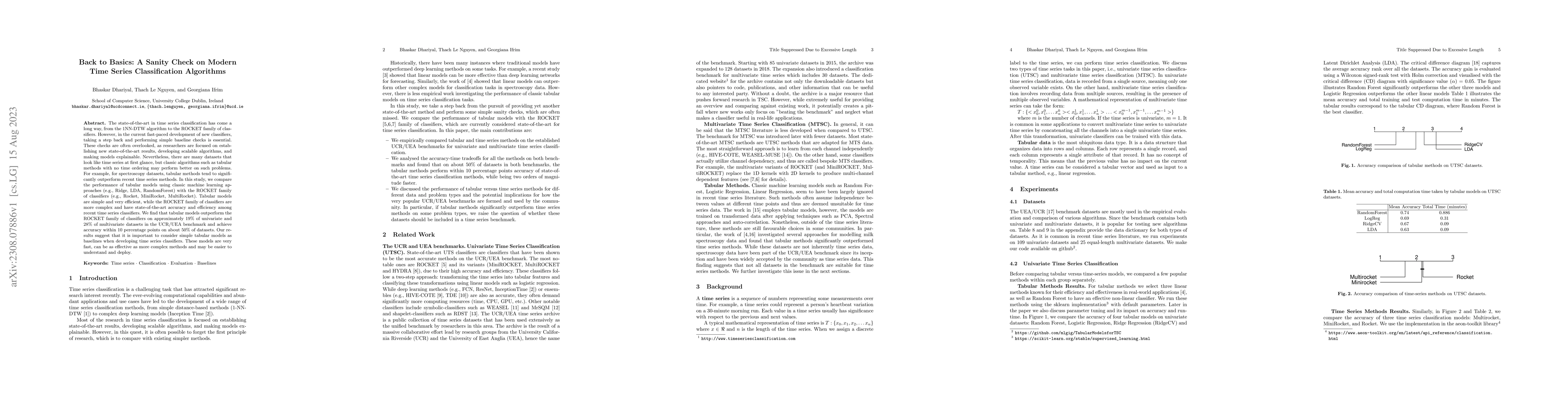 Thumbnail for Back to Basics: A Sanity Check on Modern Time Series Classification
  Algorithms