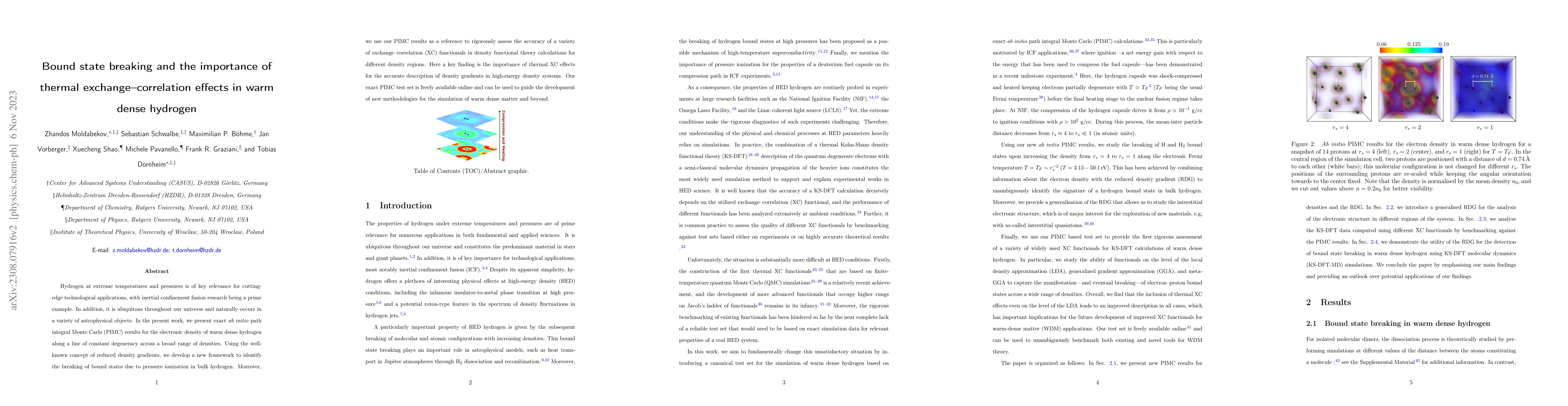 Thumbnail for Bound state breaking and the importance of thermal exchange-correlation
  effects in warm dense hydrogen