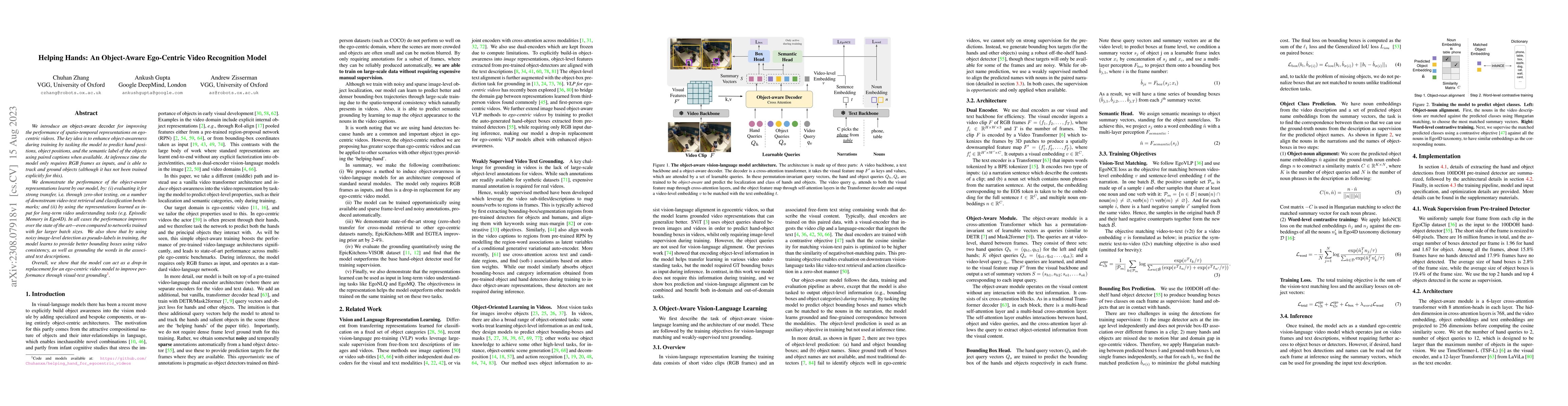 Thumbnail for Helping Hands: An Object-Aware Ego-Centric Video Recognition Model
