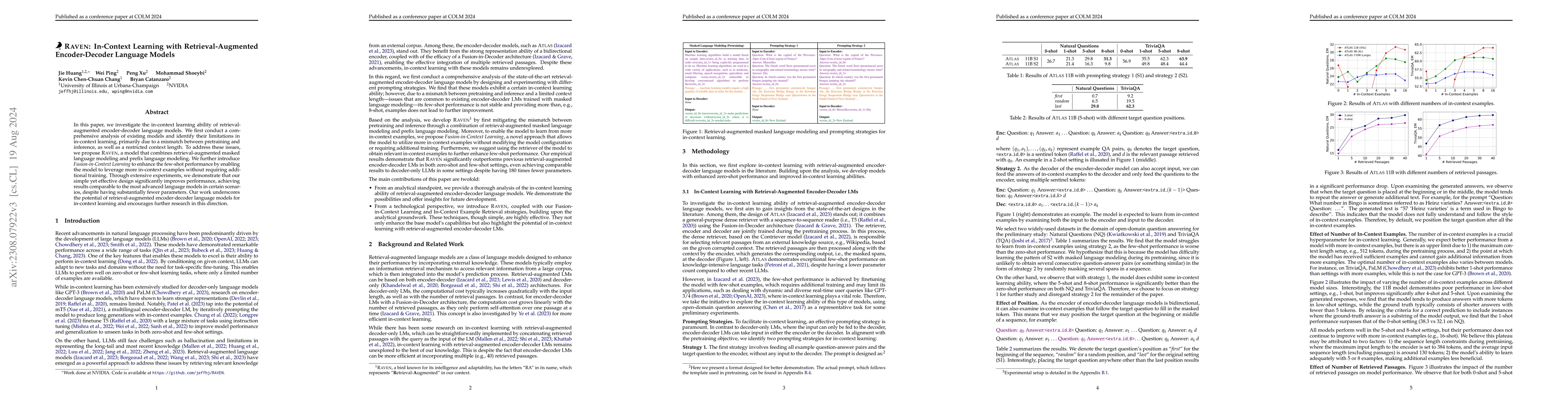 Thumbnail for RAVEN: In-Context Learning with Retrieval-Augmented Encoder-Decoder
  Language Models