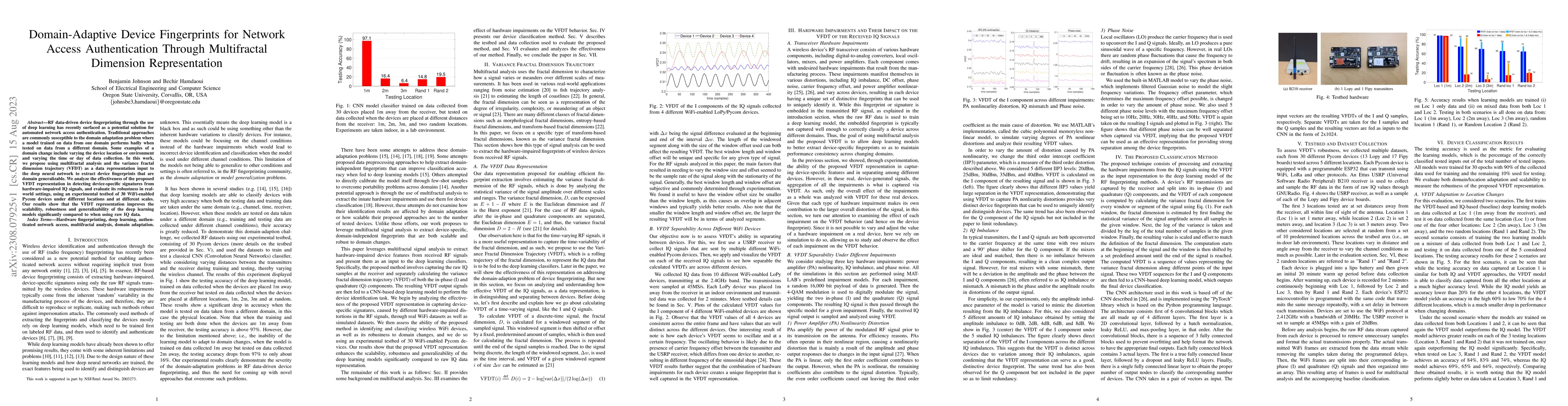 Thumbnail for Domain-Adaptive Device Fingerprints for Network Access Authentication
  Through Multifractal Dimension Representation