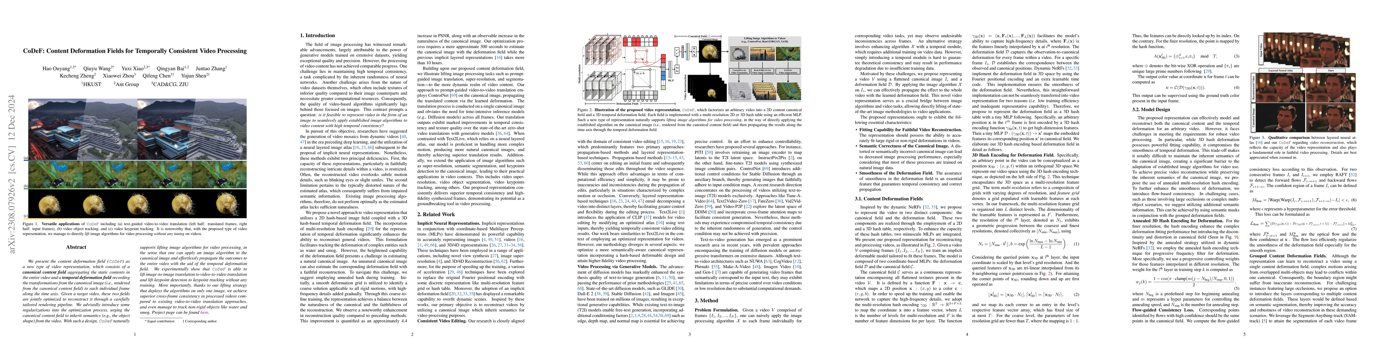 Thumbnail for CoDeF: Content Deformation Fields for Temporally Consistent Video
  Processing