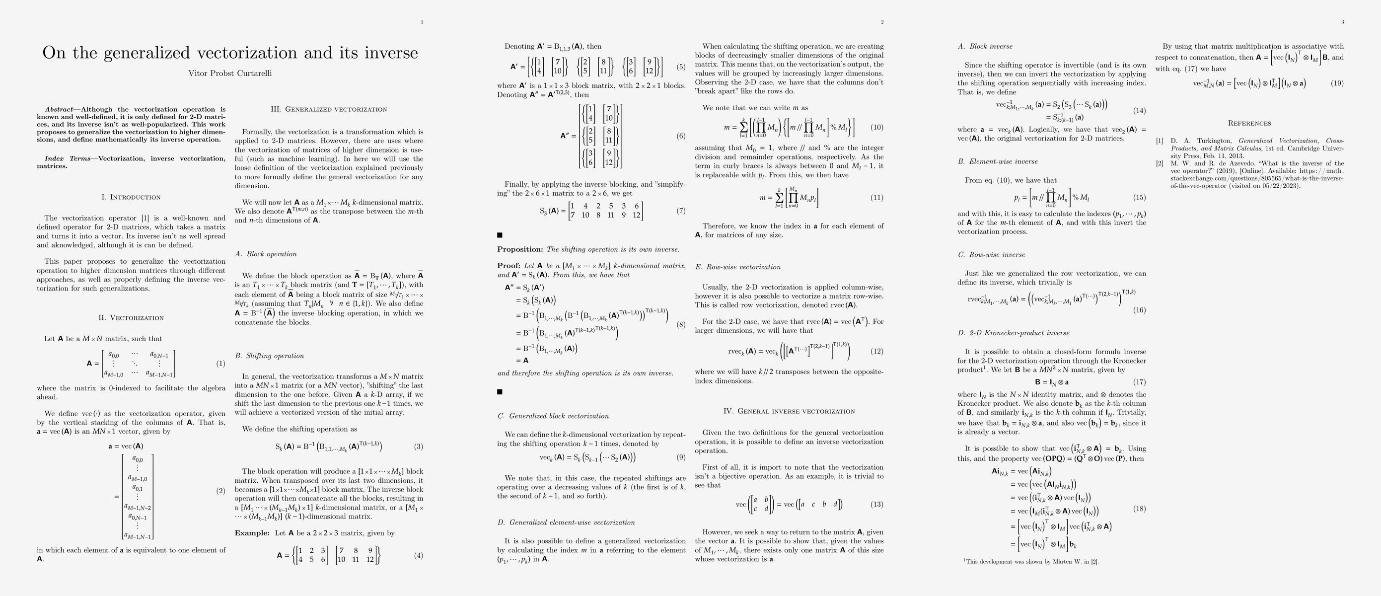 Thumbnail for On the generalized vectorization and its inverse