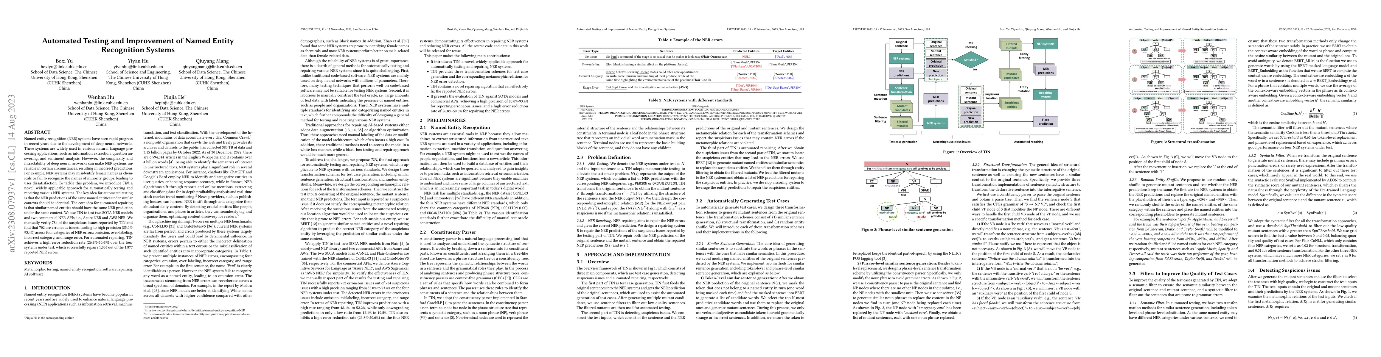 Thumbnail for Automated Testing and Improvement of Named Entity Recognition Systems